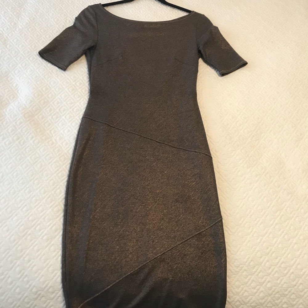 Copper/bronze knee length dress with cutout back